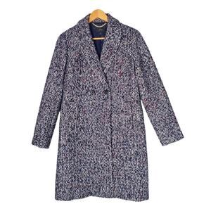 J. Crew Daphne Topcoat Italian Tweed Jacket Coat Wool Blend Navy Speckle Size 2